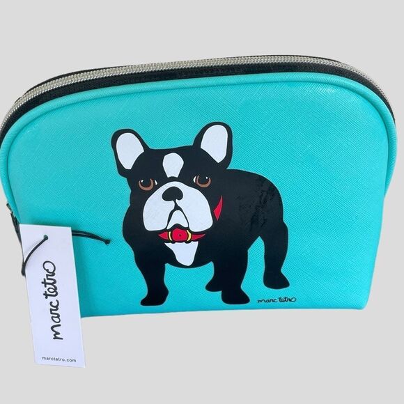 Marc Tetro French Bulldog Makeup Toiletries Cosmetics Case Bag NWT - Picture 1 of 6